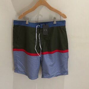 Armani Exchange Men's Green and Blue Swim Shorts